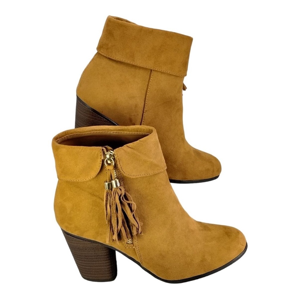 Lauren Conrad Sweet Pea Cognac Brown Side Zip Ankle Boots